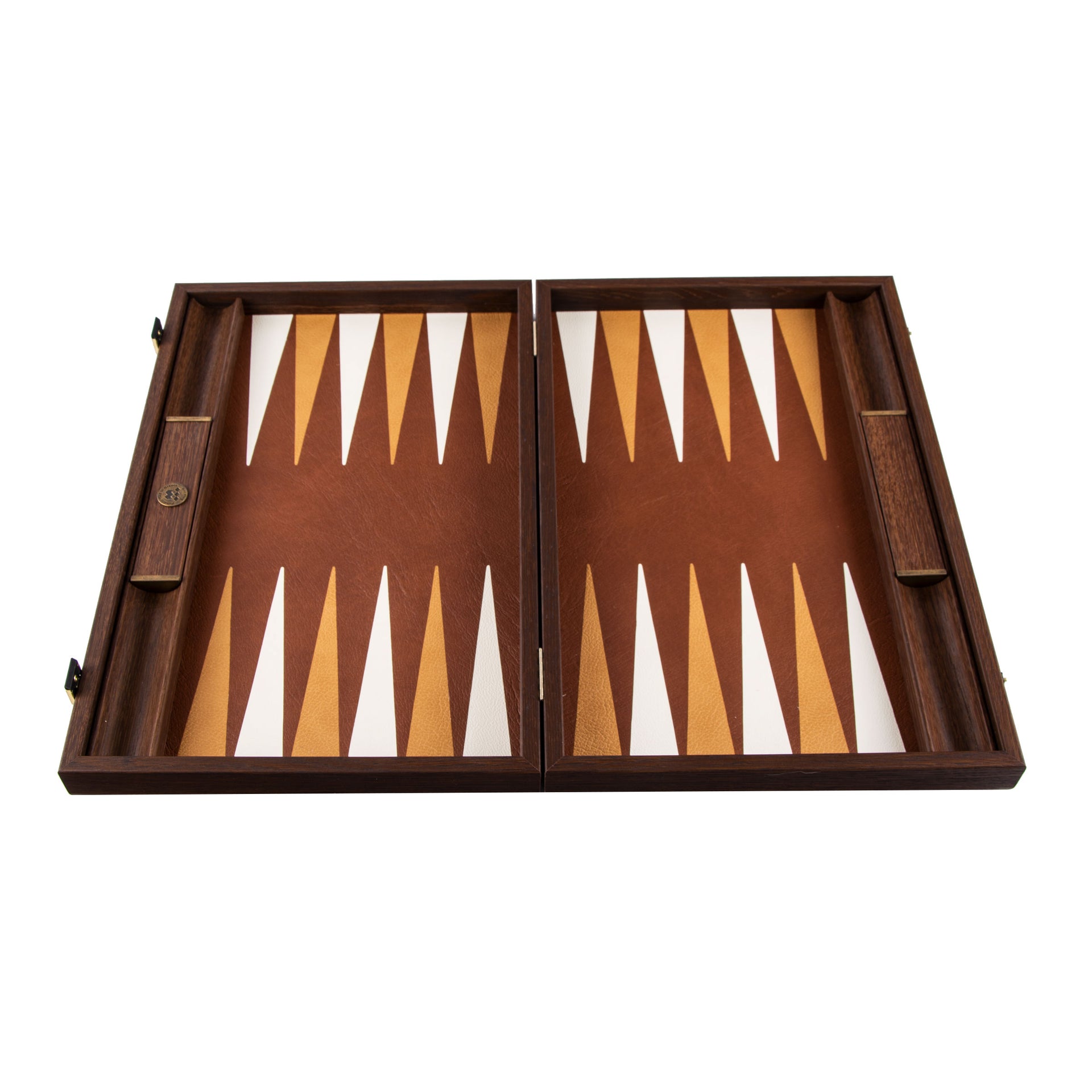 Genuine Leather Backgammon Set in Brown with Mother-of-Pearl Checkers (Chequers) - Image 5