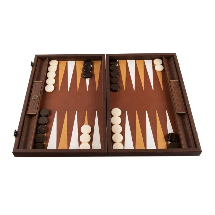 Set de Luxe Backgammon en Cuir véritable et Bois Stratifié