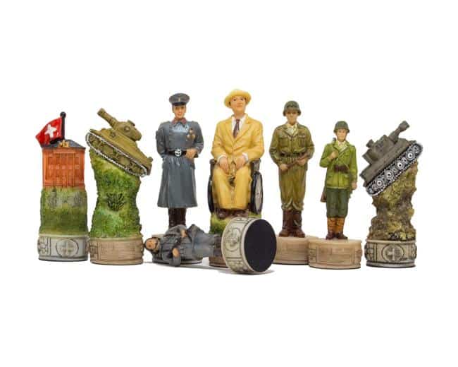 World War II Chess Set - Hand-Painted Resin Pieces with Built-in Storage - Image 2