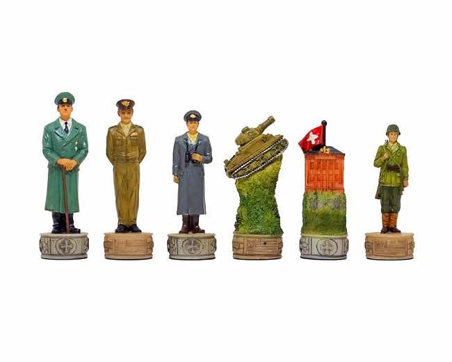 World War II Chess Set - Hand-Painted Resin Pieces with Built-in Storage - Image 3