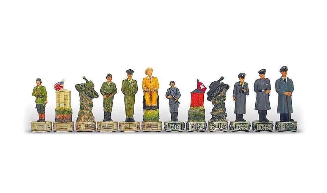 World War II Chess Set - Hand-Painted Resin Pieces with Built-in Storage - Image 4
