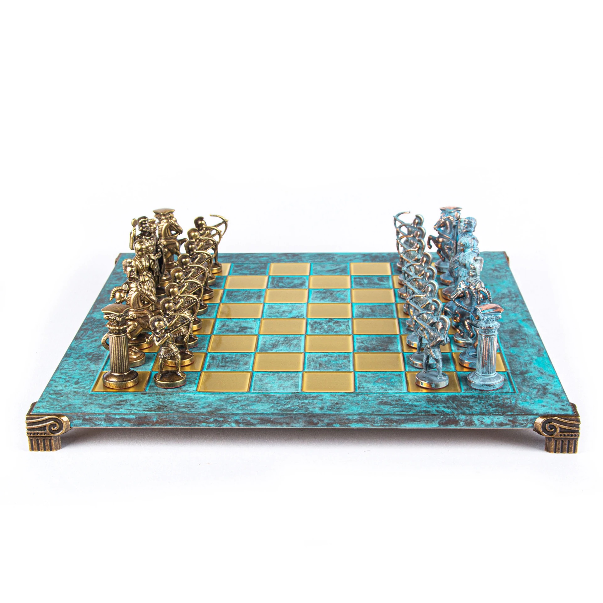 Archers and Historic Battles Chess Set – Bronze Metal Pieces with Blue Patina - Image 12