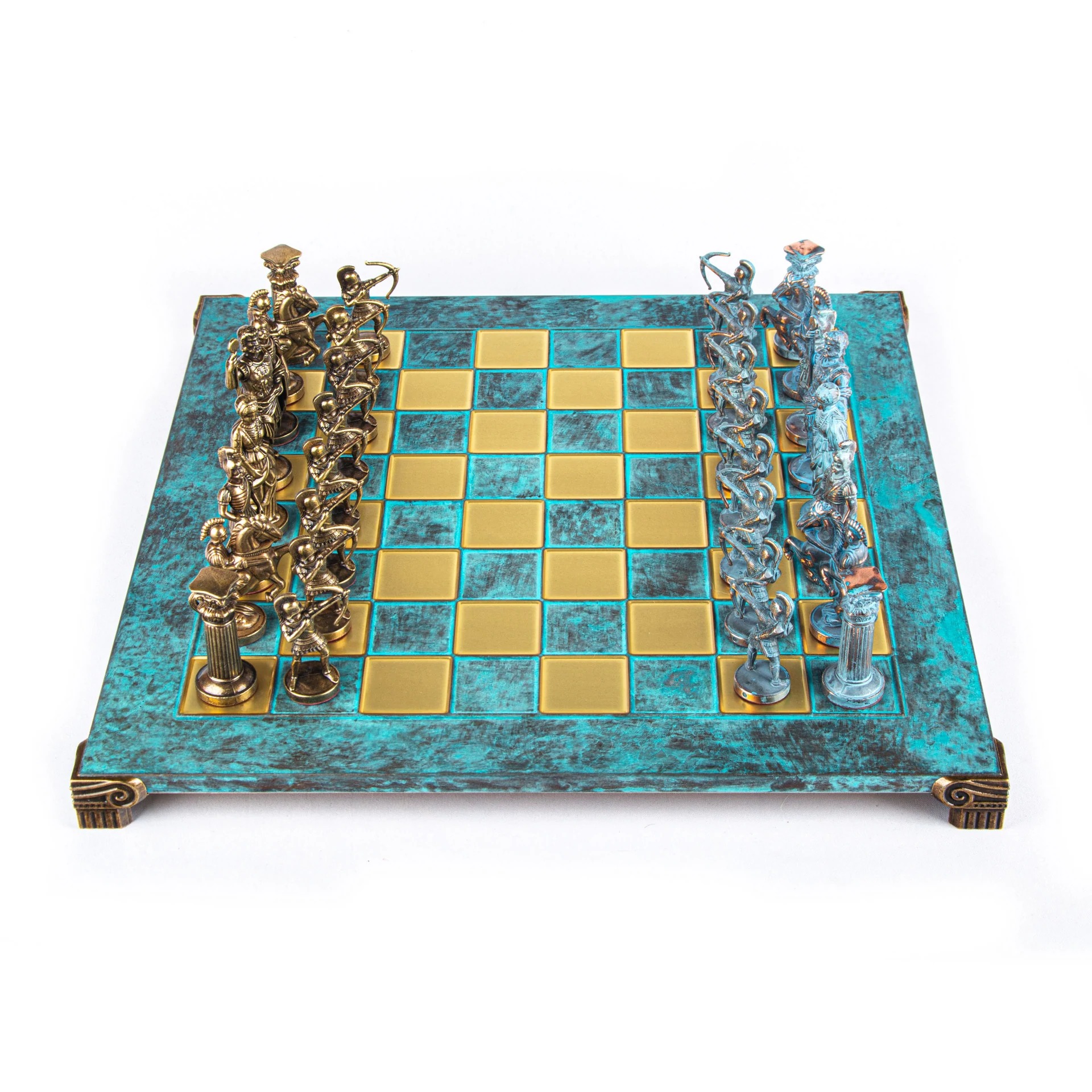 Archers and Historic Battles Chess Set – Bronze Metal Pieces with Blue Patina - Image 14