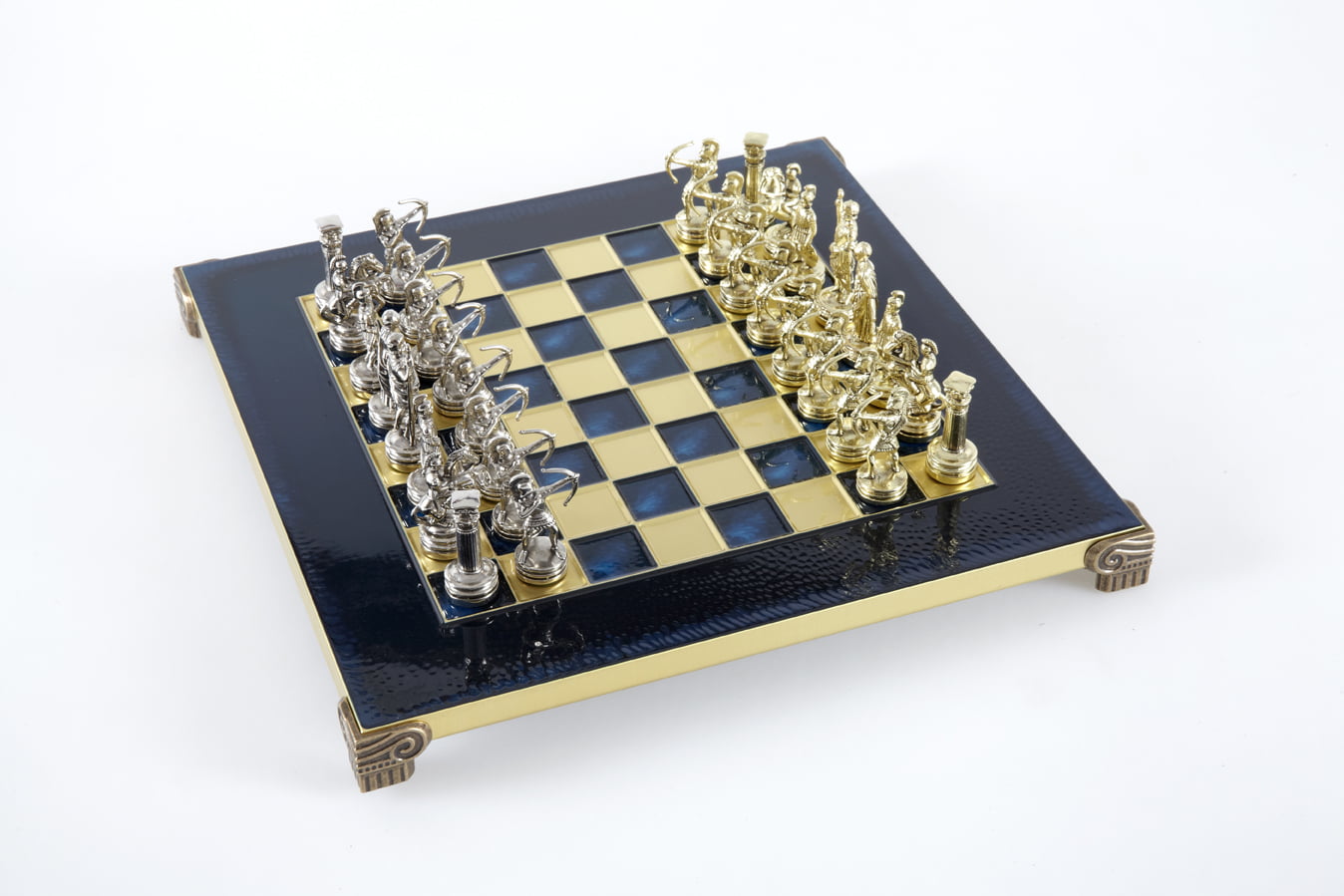 Small Silver and Gold Archers Metal Chess Set - Laminated Wood Box with Metal Chess Board - Image 19