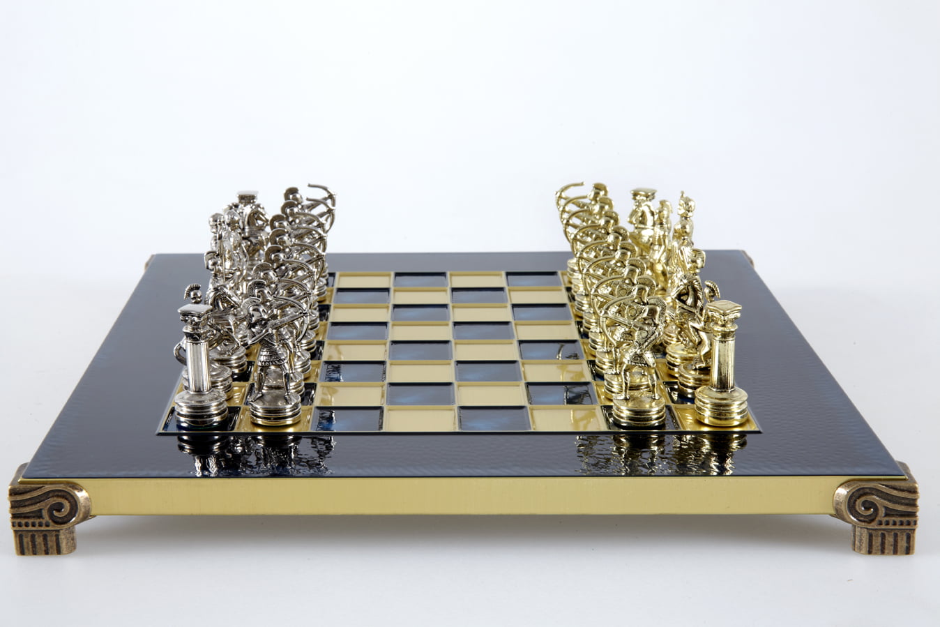 Small Silver and Gold Archers Metal Chess Set - Laminated Wood Box with Metal Chess Board - Image 21
