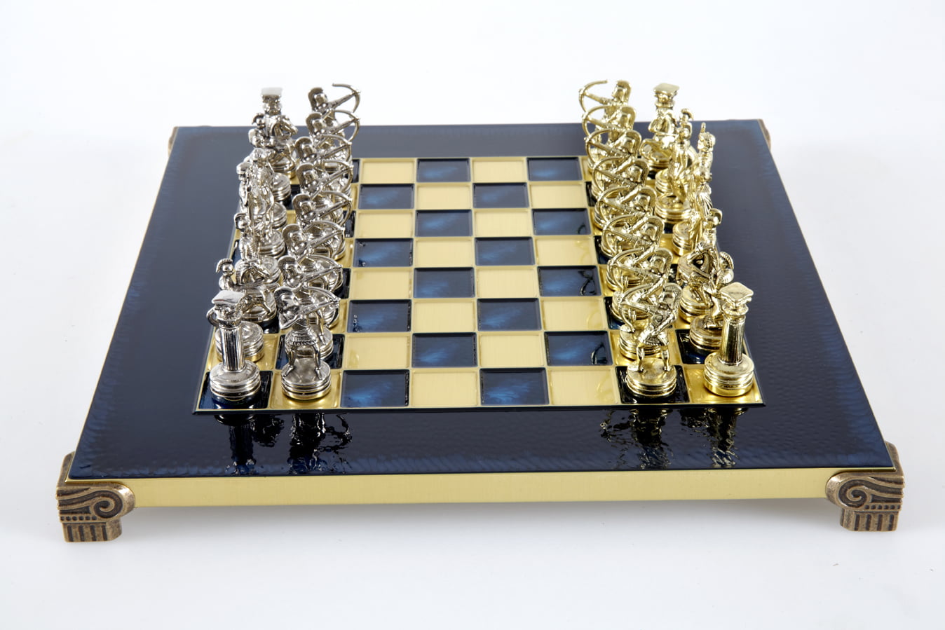 Small Silver and Gold Archers Metal Chess Set - Laminated Wood Box with Metal Chess Board - Image 26