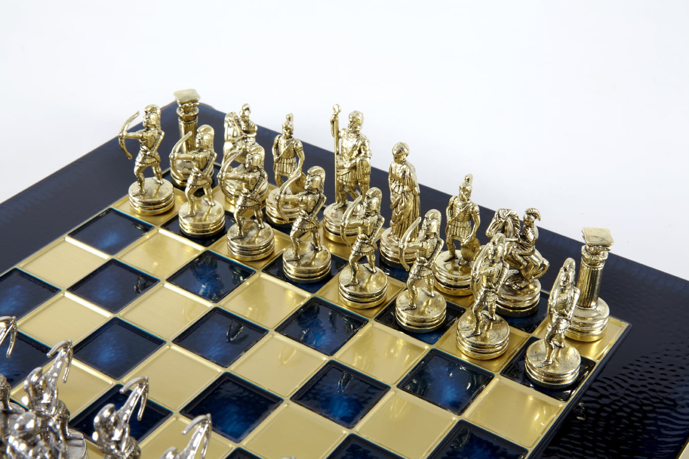 Small Silver and Gold Archers Metal Chess Set - Laminated Wood Box with Metal Chess Board - Image 28