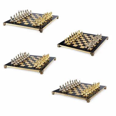 Staunton metal chess set, four different viewing angles