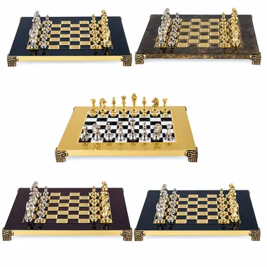 Complete silver and gold Staunton chess set on footed board, open storage box