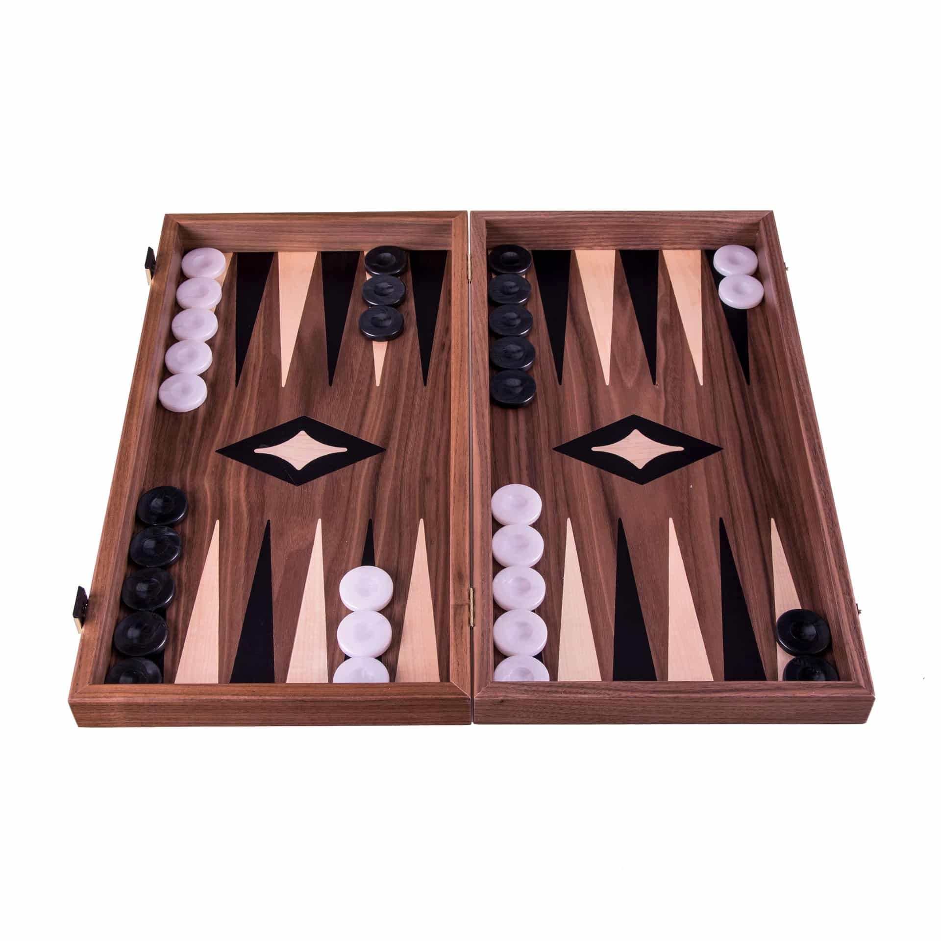 Jeu d'Echecs et Jeu de Dames de Voyage en Bois de Noyer