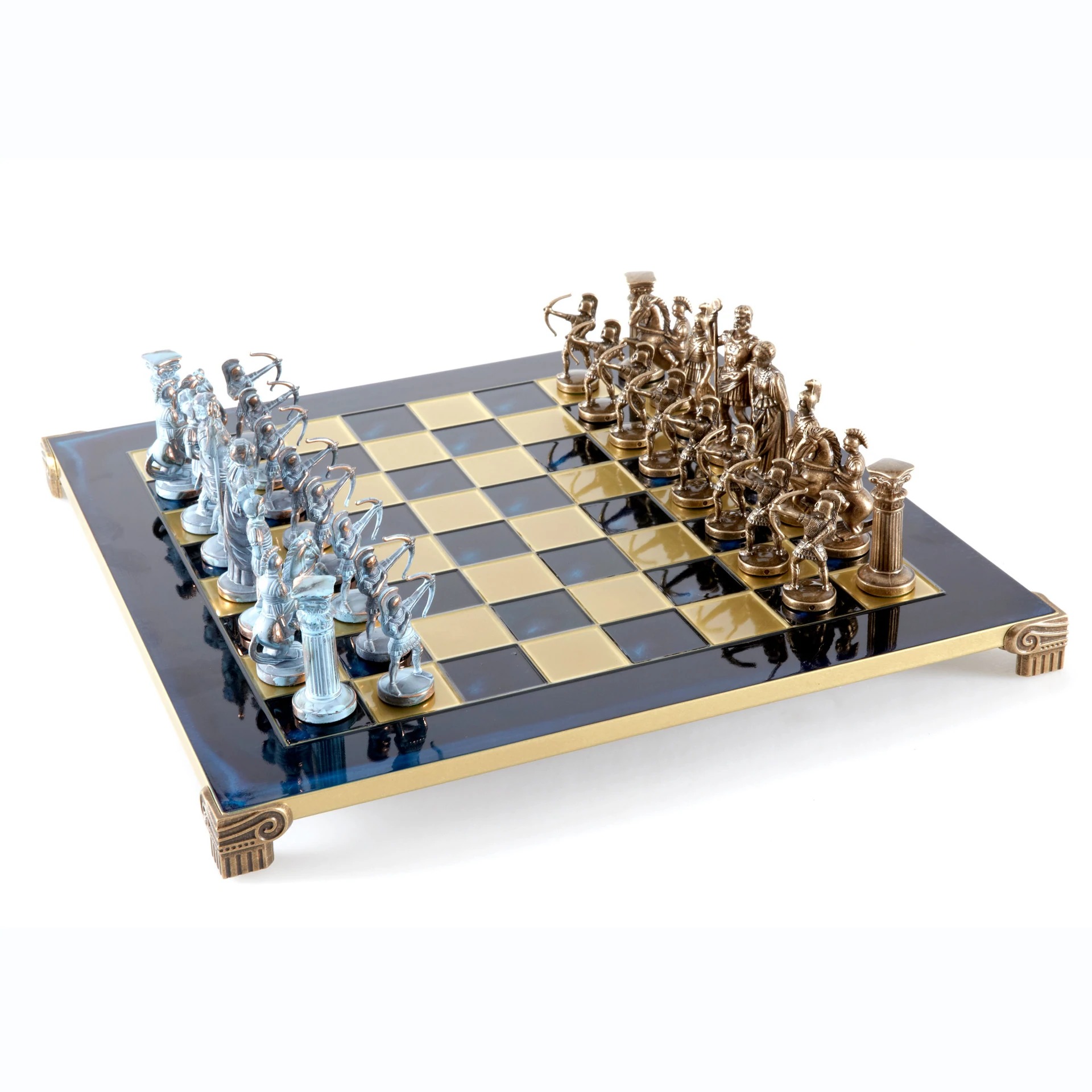 Archers and Historic Battles Chess Set – Bronze Metal Pieces with Blue Patina - Image 7