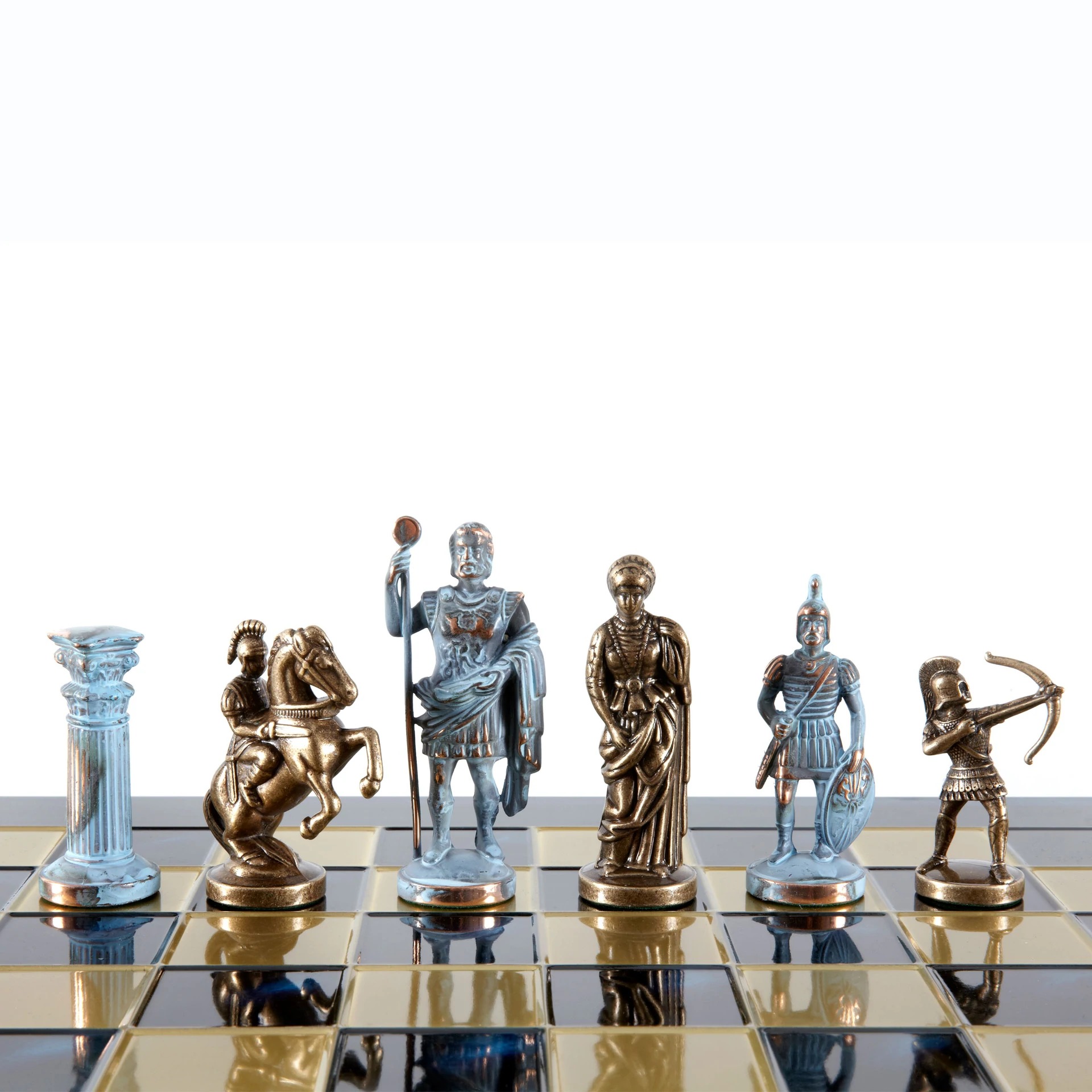 Archers and Historic Battles Chess Set – Bronze Metal Pieces with Blue Patina - Image 11