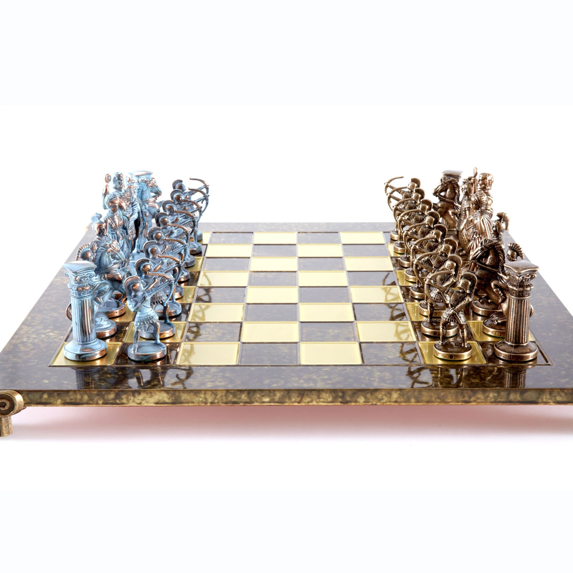Archers and Historic Battles Chess Set – Bronze Metal Pieces with Blue Patina - Image 3