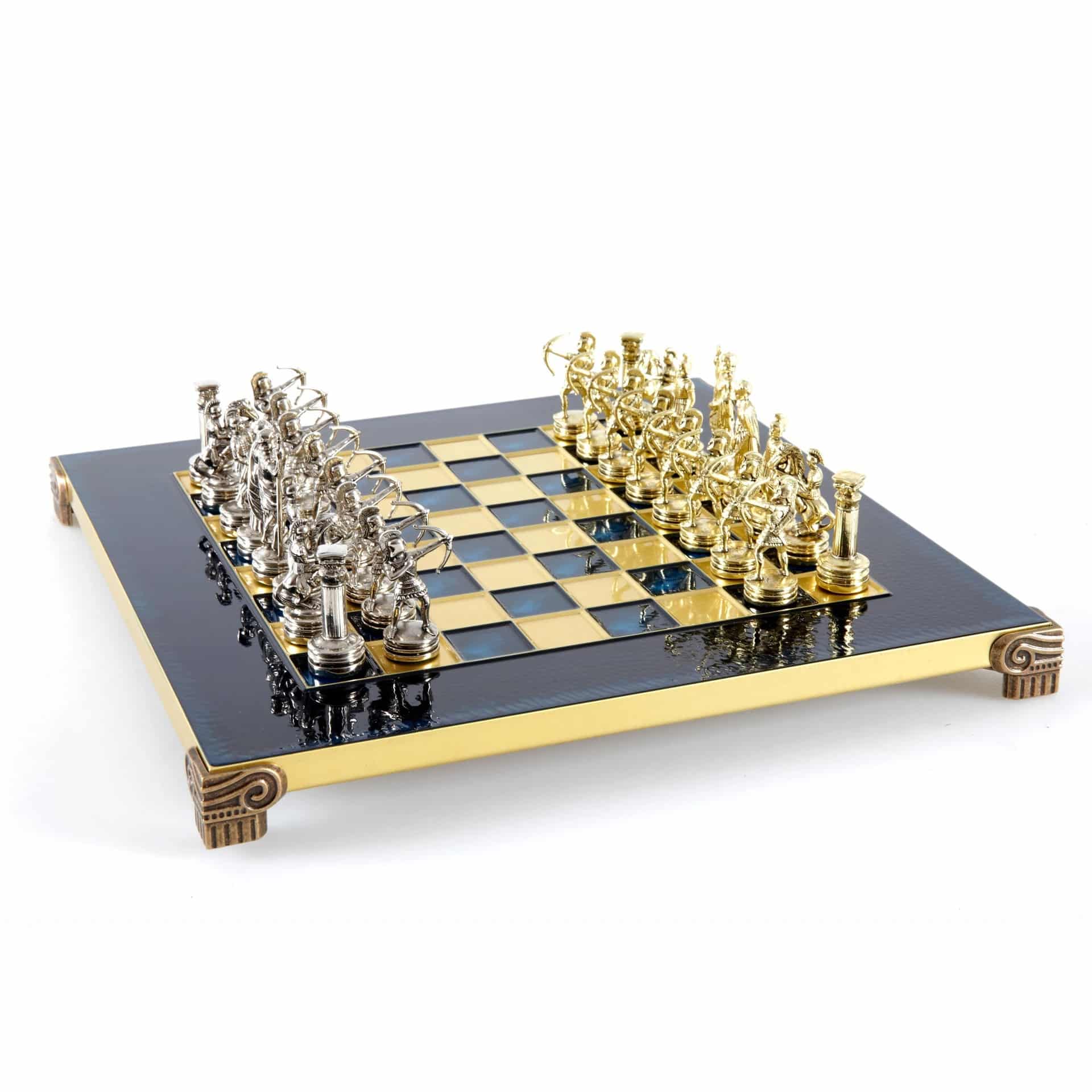 Small Silver and Gold Archers Metal Chess Set - Laminated Wood Box with Metal Chess Board - Image 17