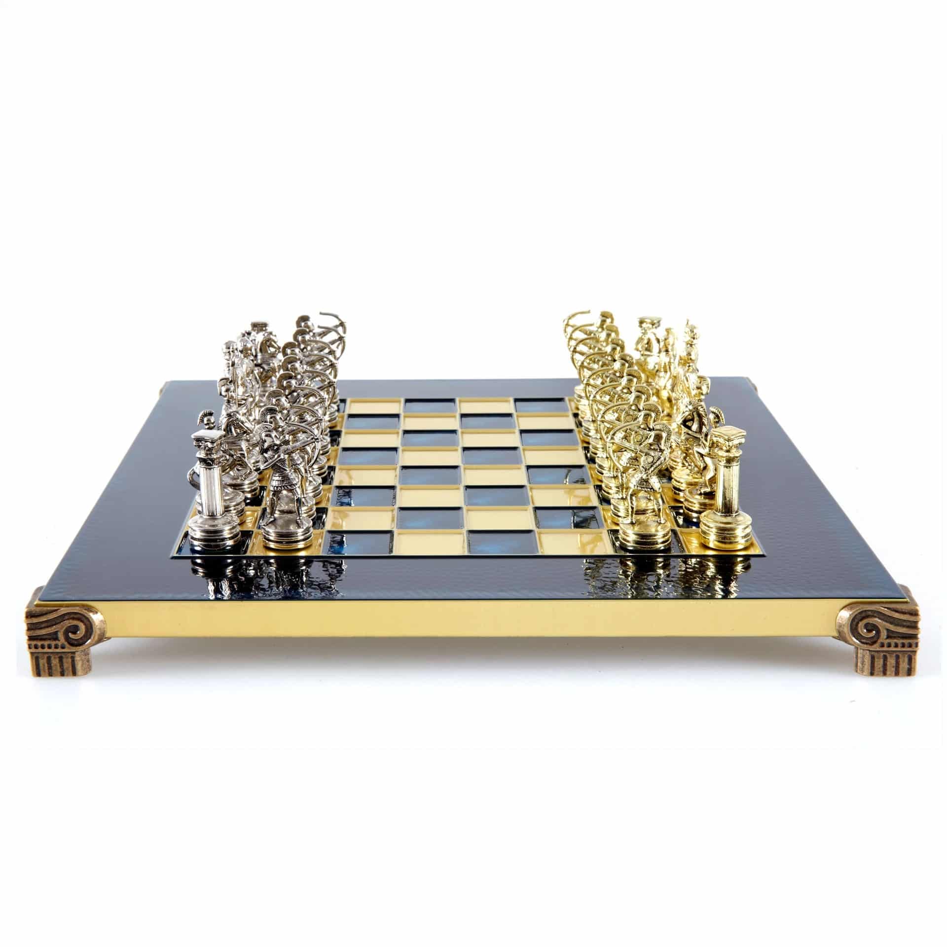 Small Silver and Gold Archers Metal Chess Set - Laminated Wood Box with Metal Chess Board - Image 20
