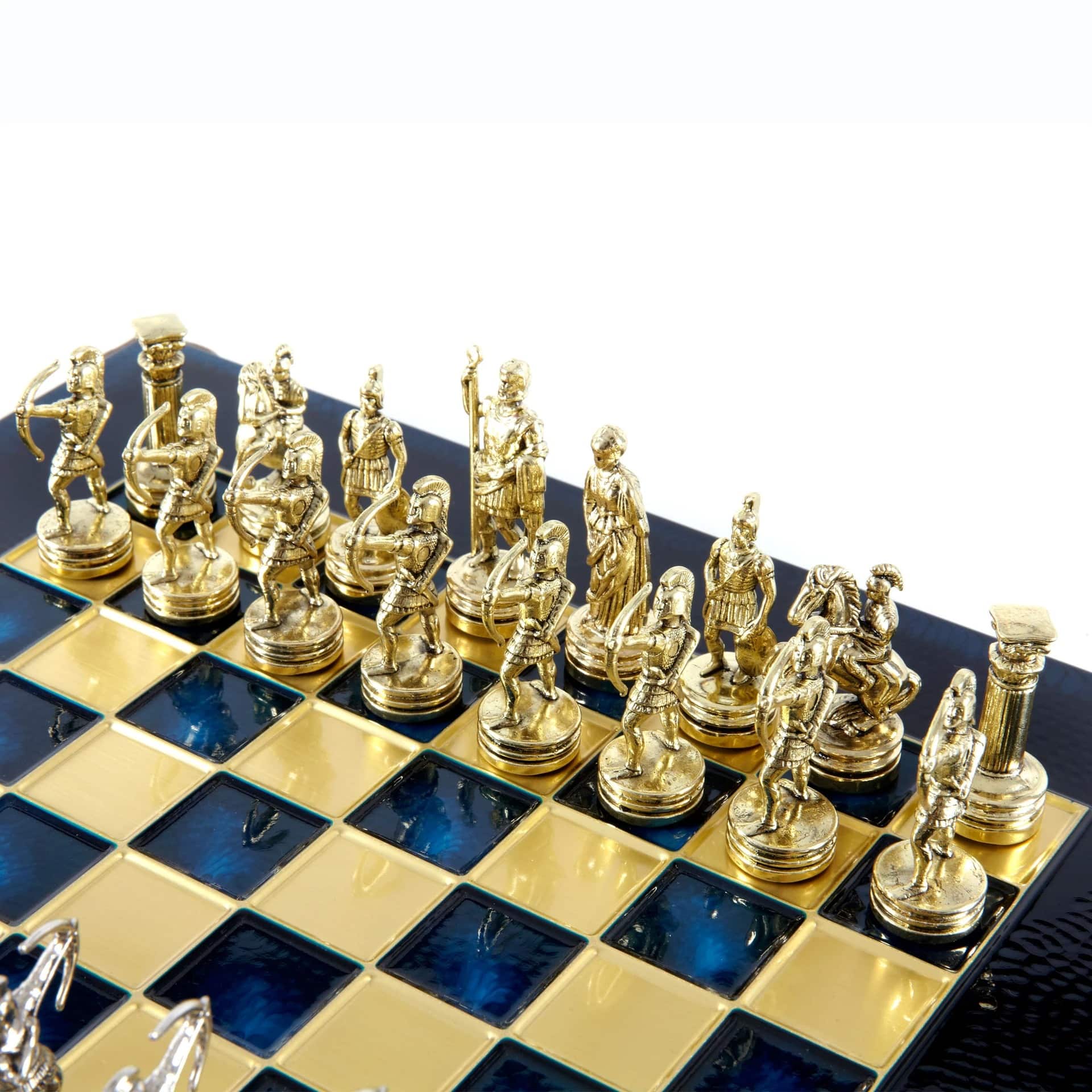 Small Silver and Gold Archers Metal Chess Set - Laminated Wood Box with Metal Chess Board - Image 22