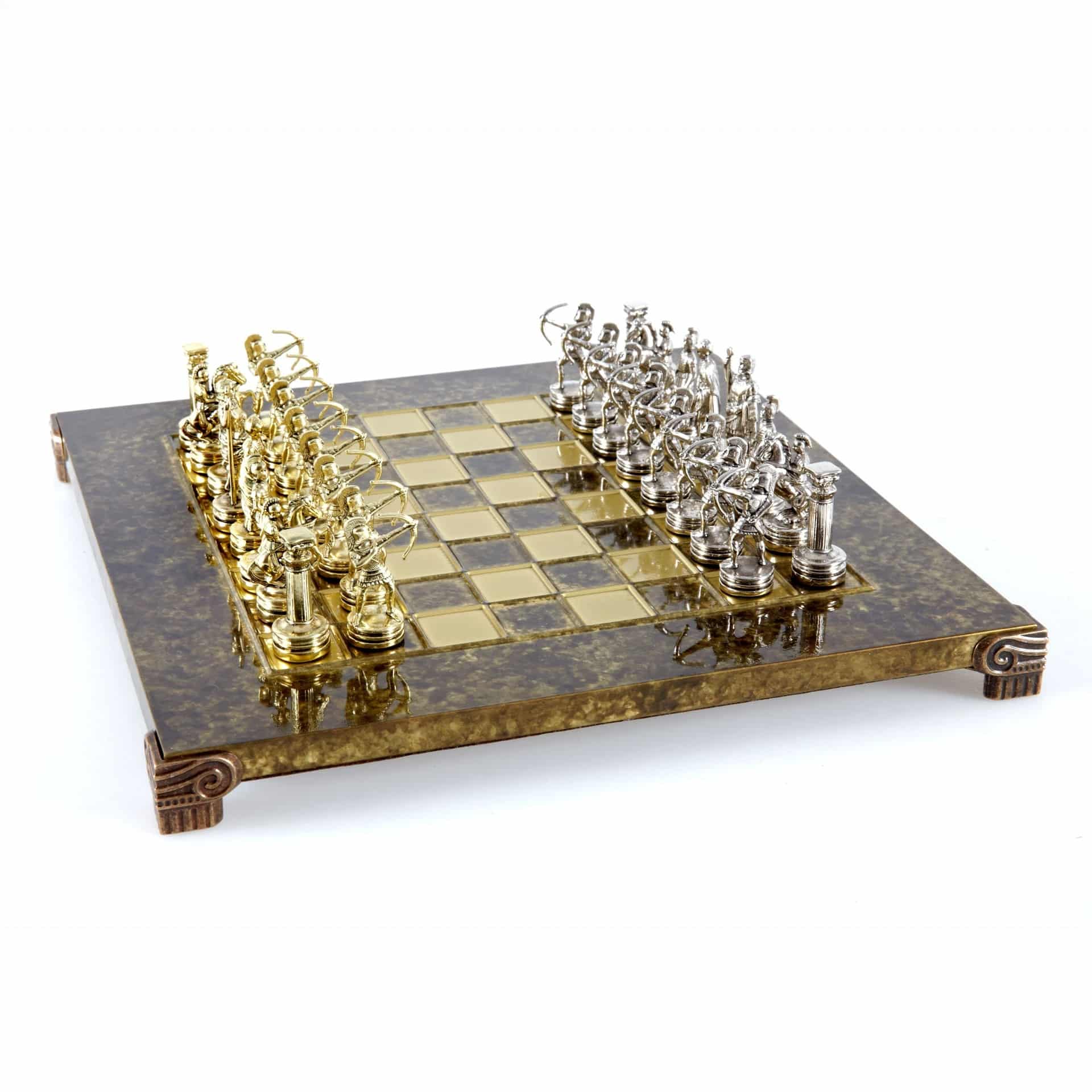 Small Silver and Gold Archers Metal Chess Set - Laminated Wood Box with Metal Chess Board - Image 7