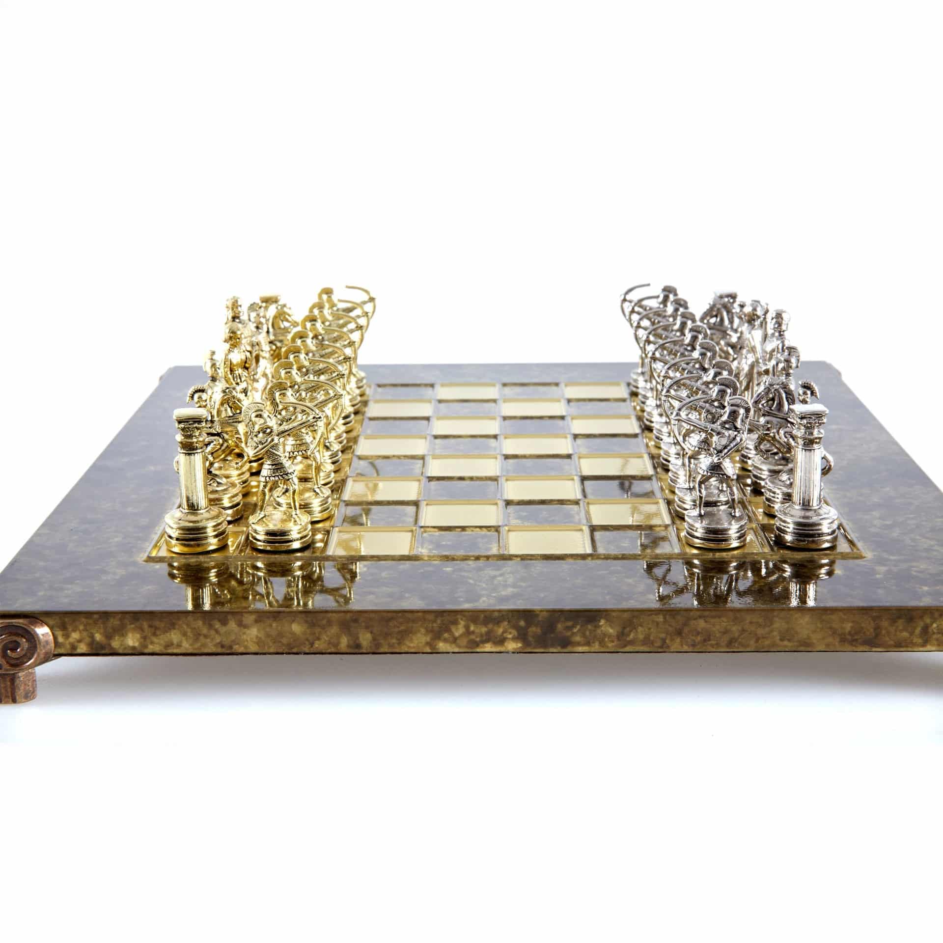 Small Silver and Gold Archers Metal Chess Set - Laminated Wood Box with Metal Chess Board - Image 8
