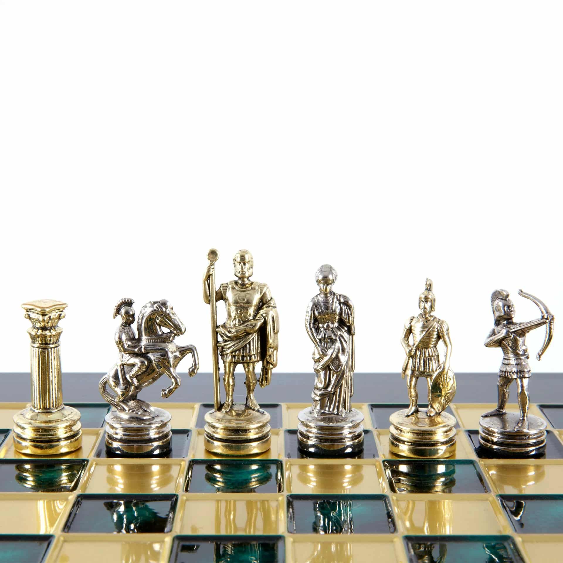 Small Silver and Gold Archers Metal Chess Set - Laminated Wood Box with Metal Chess Board - Image 6