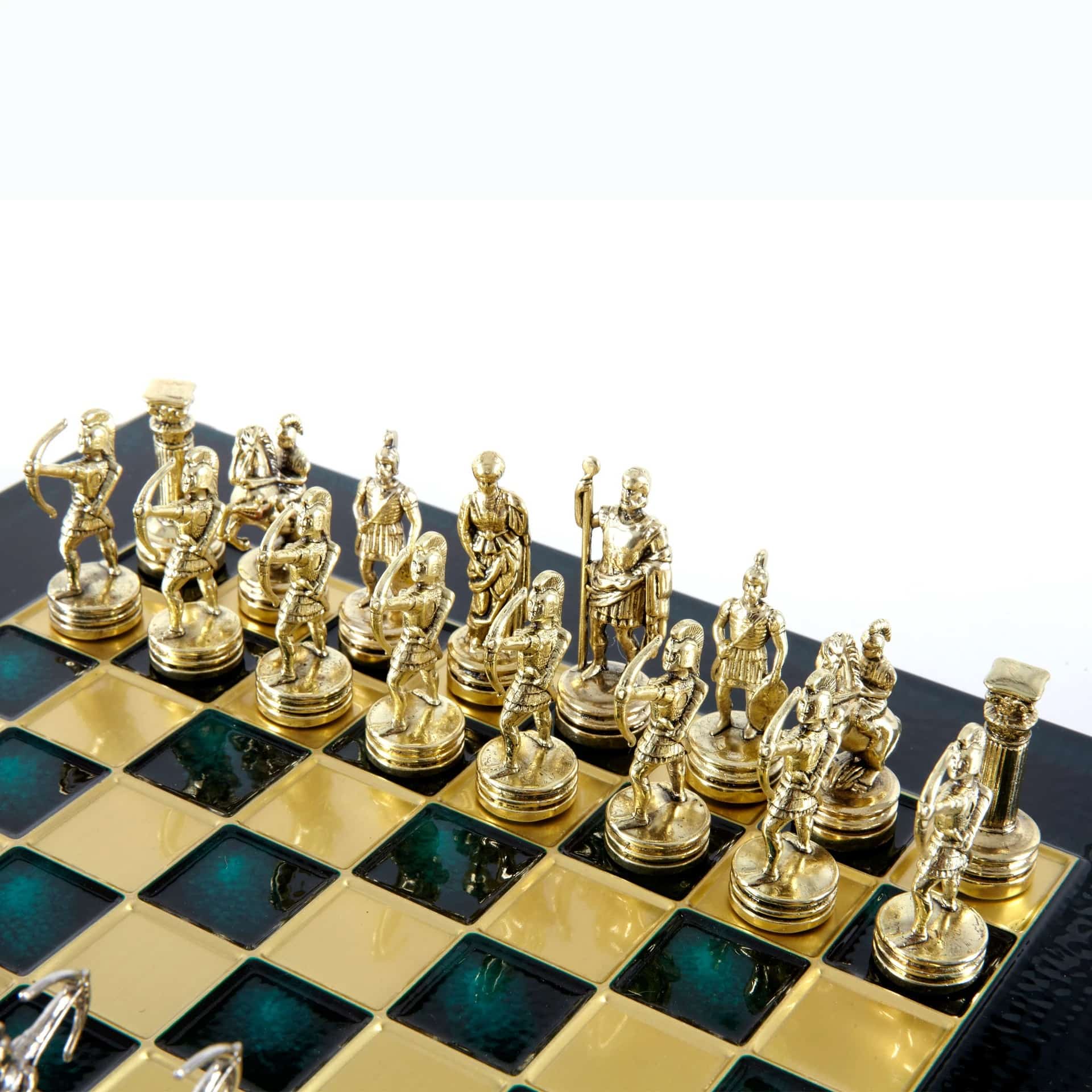 Small Silver and Gold Archers Metal Chess Set - Laminated Wood Box with Metal Chess Board - Image 5
