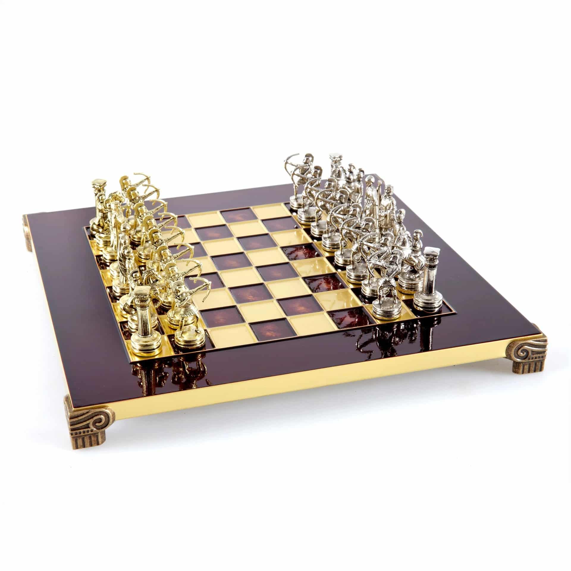 Small Silver and Gold Archers Metal Chess Set - Laminated Wood Box with Metal Chess Board - Image 12