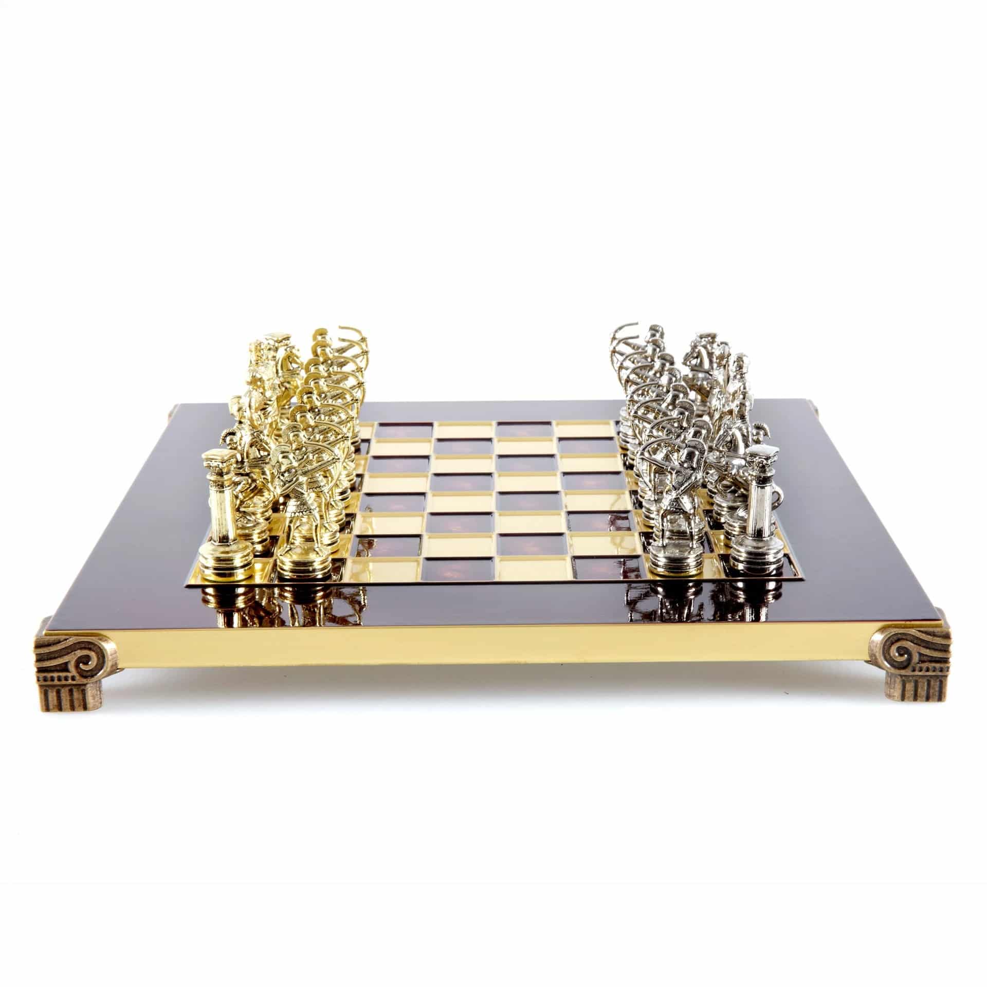 Small Silver and Gold Archers Metal Chess Set - Laminated Wood Box with Metal Chess Board - Image 13
