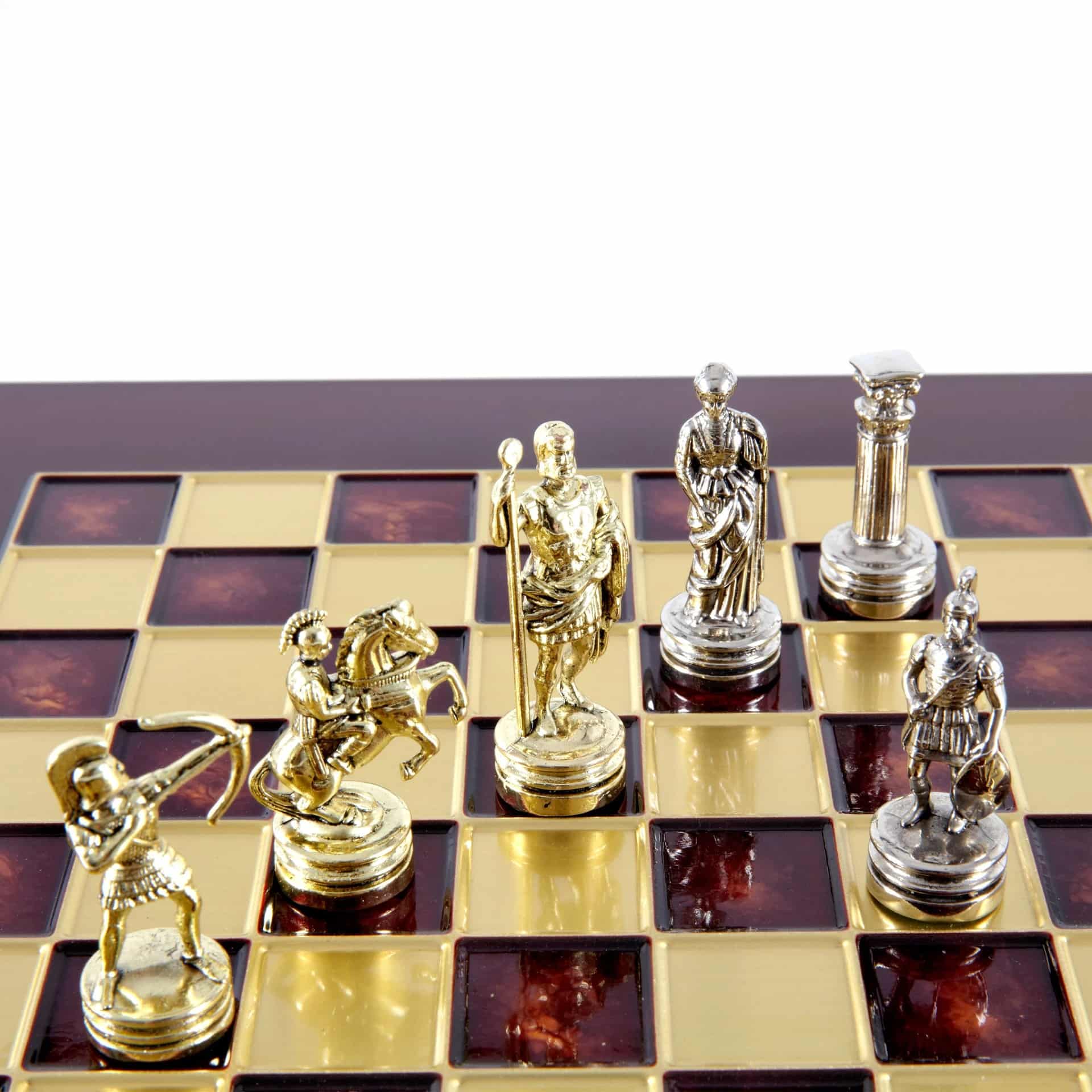 Small Silver and Gold Archers Metal Chess Set - Laminated Wood Box with Metal Chess Board - Image 15