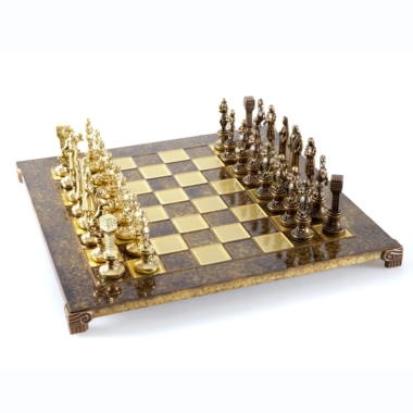 Alternative view of Renaissance Chess Set - Chess Board and Chess Pieces in Gold and Bronze Metal