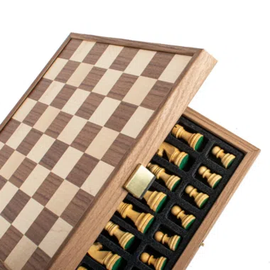 Alternative view of Chess Set with Walnut and Oak Chess Board and Built-in Storage