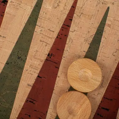 Backgammon en Liège Naturel avec Pions en Bois d'Olivier
