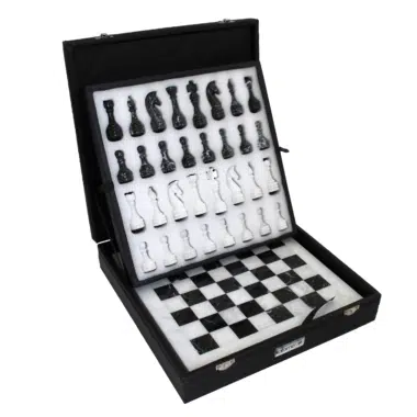 Alternative view of Small Black and White Marble Chess Set 30 x 30 cm