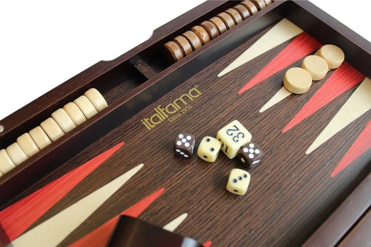 Backgammon Magnétique en Bois de Noyer Bruyère – Coffret Pliable avec Pions Magnétiques