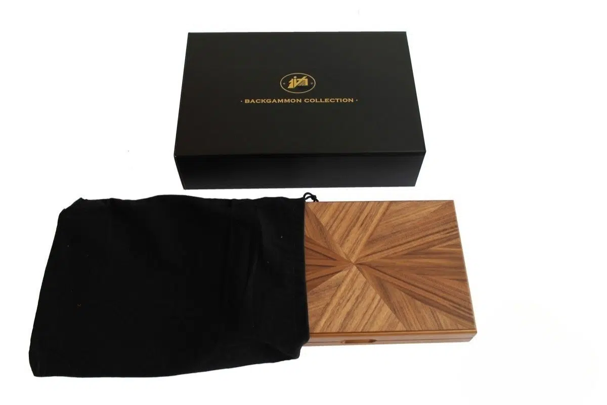 Backgammon Magnétique en Bois de Noyer Bruyère – Coffret Pliable avec Pions Magnétiques