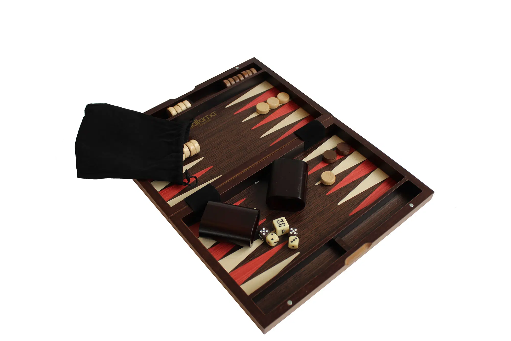 Backgammon Magnétique en Bois de Noyer Bruyère – Coffret Pliable avec Pions Magnétiques