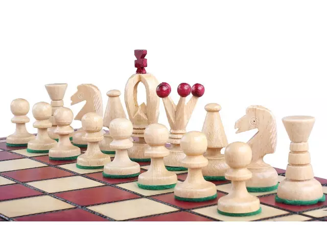 Échiquier Pliable en Bois Rouge et Ivoire avec Rangement - 35 x 35 cm