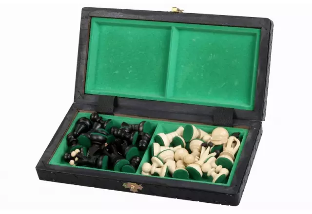 Petit Ensemble de Jeu d’Echecs Pliable en Bois Noir et Ivoire 30 x 30 cm