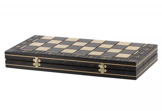Jeu d’Echecs en Bois Noir – Échiquier Pliant avec Pièces Staunton