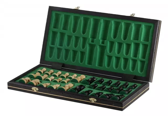Jeu d’Echecs en Bois Noir – Échiquier Pliant avec Pièces Staunton