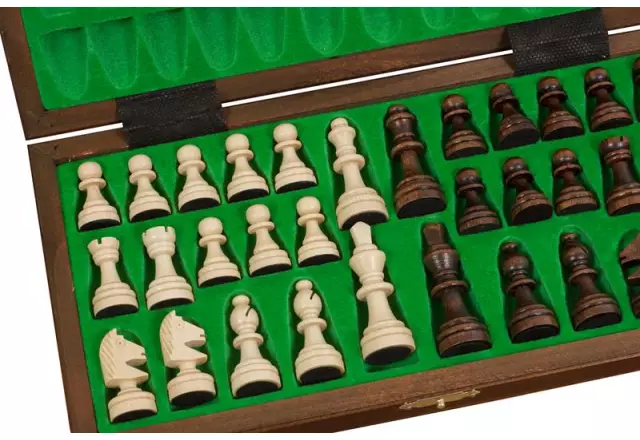 Jeu d’Echecs Magnétique de Voyage 28x28 cm – Marqueté et Pliable avec Pièces Aimantées