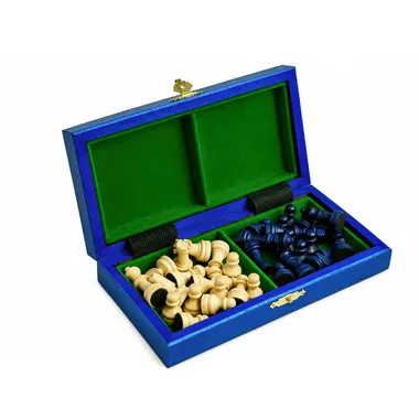 Open box showing light and dark pieces stored in their compartments