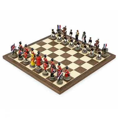 Complete Battle of Waterloo chess set, overall view on the board