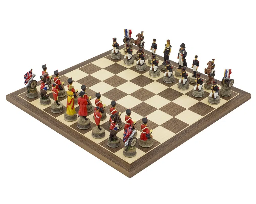 Ensemble Jeu d Echecs Complet Bataille de Waterloo Peint à La Main