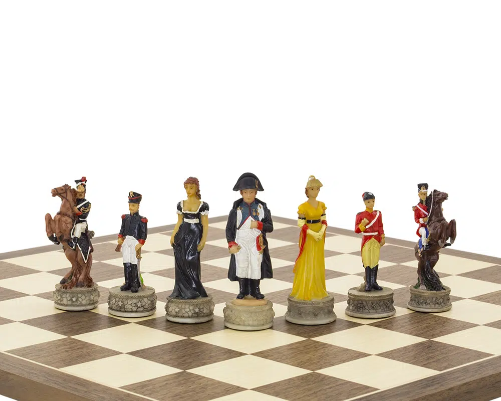 Ensemble Jeu d Echecs Complet Bataille de Waterloo Peint à La Main