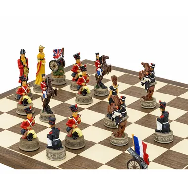 Battle of Waterloo chess pieces, detail of French and British soldiers
