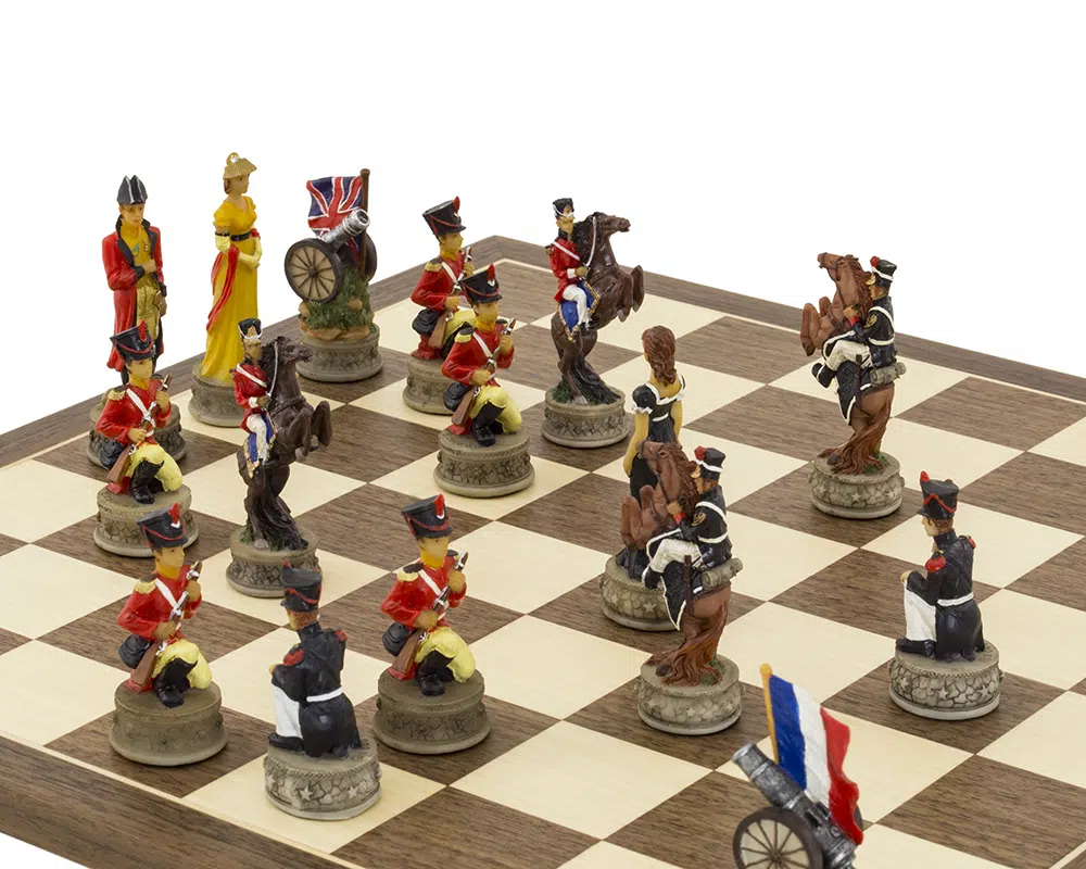Ensemble Jeu d Echecs Complet Bataille de Waterloo Peint à La Main