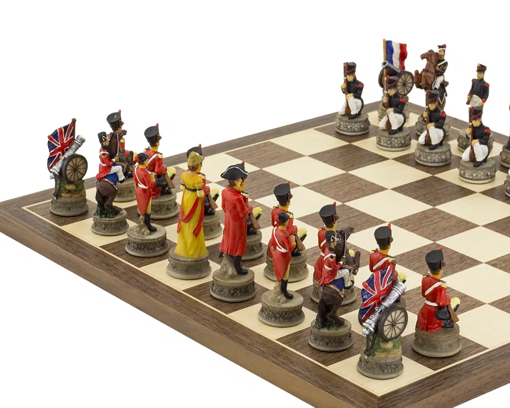 Ensemble Jeu d Echecs Complet Bataille de Waterloo Peint à La Main