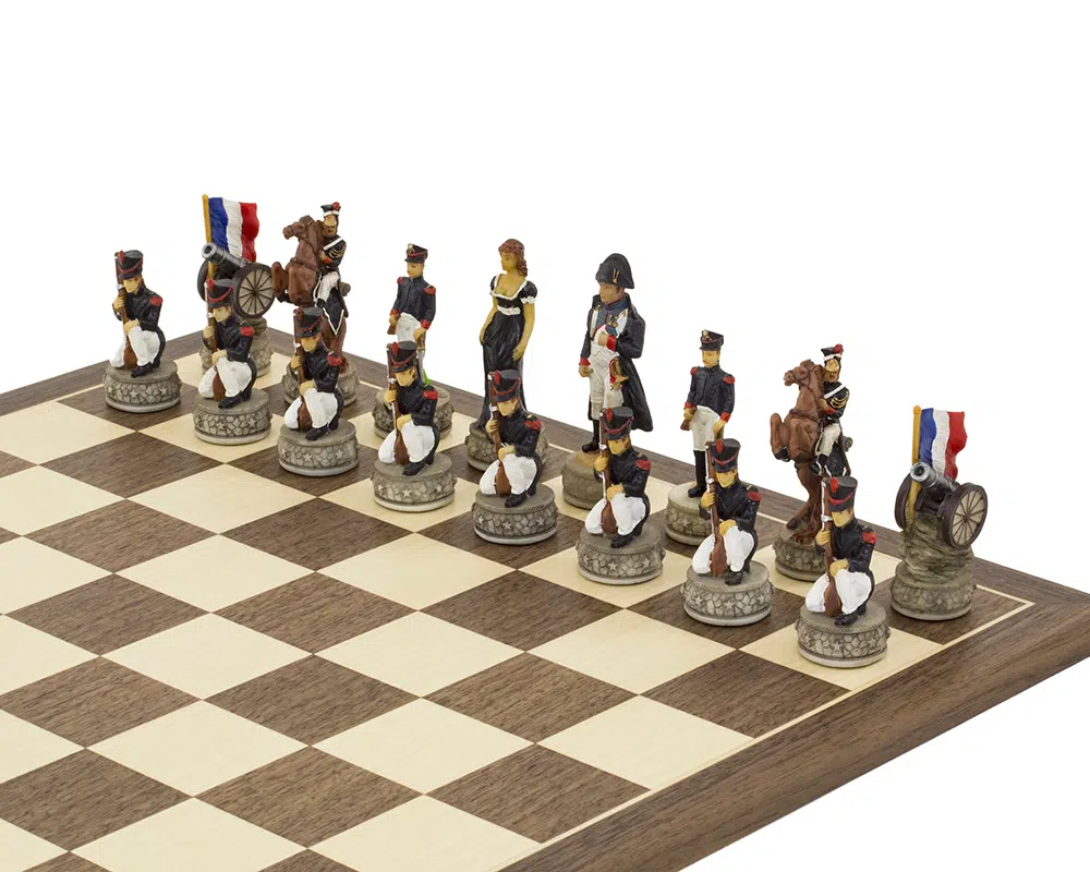 Ensemble Jeu d Echecs Complet Bataille de Waterloo Peint à La Main