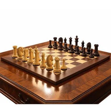 A Sheffield Knight Rosewood chess set in a warm and elegant setting