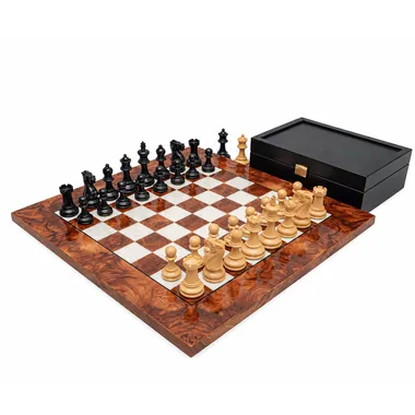 Highgrove Briarwood Luxe Chess Set with Staunton pieces aligned
