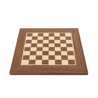 Chess board in olive wood and wenge seen from above, elegant design - Le Palais Des Echecs